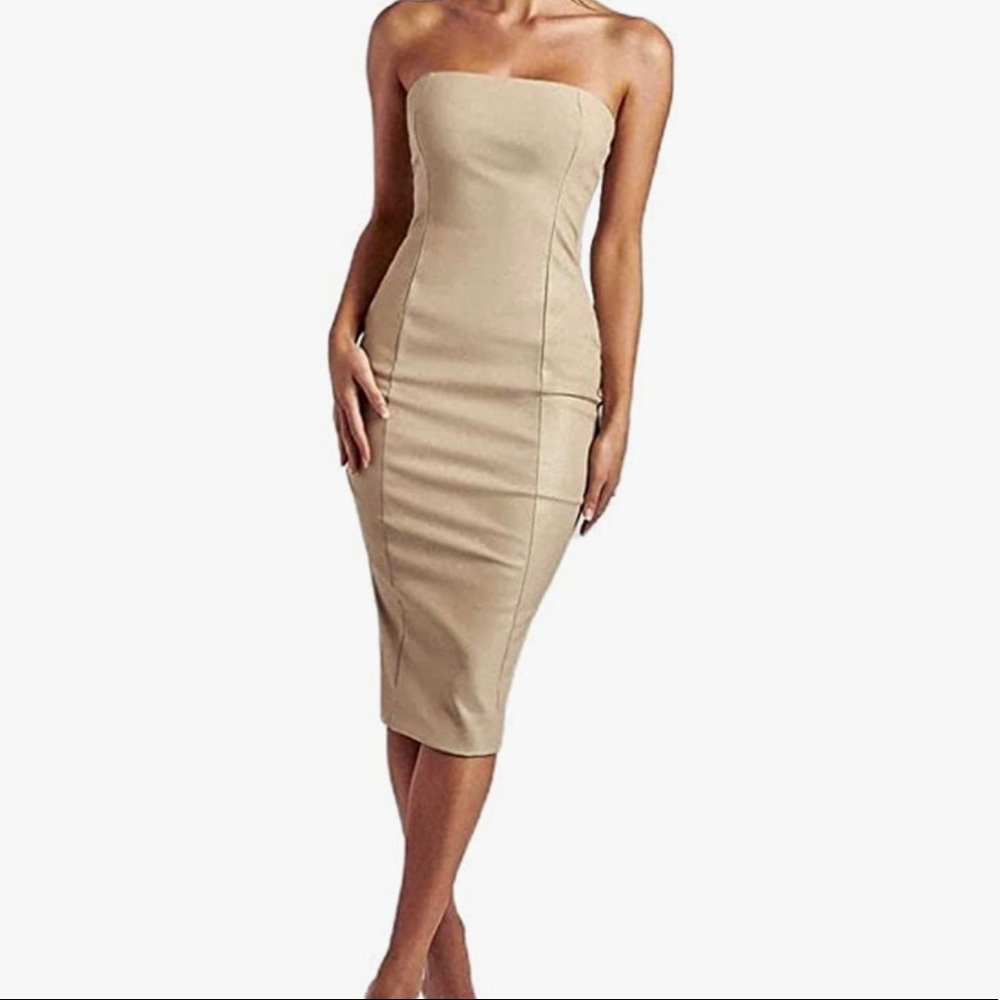 Faux Leather Cream/Ivory Dress